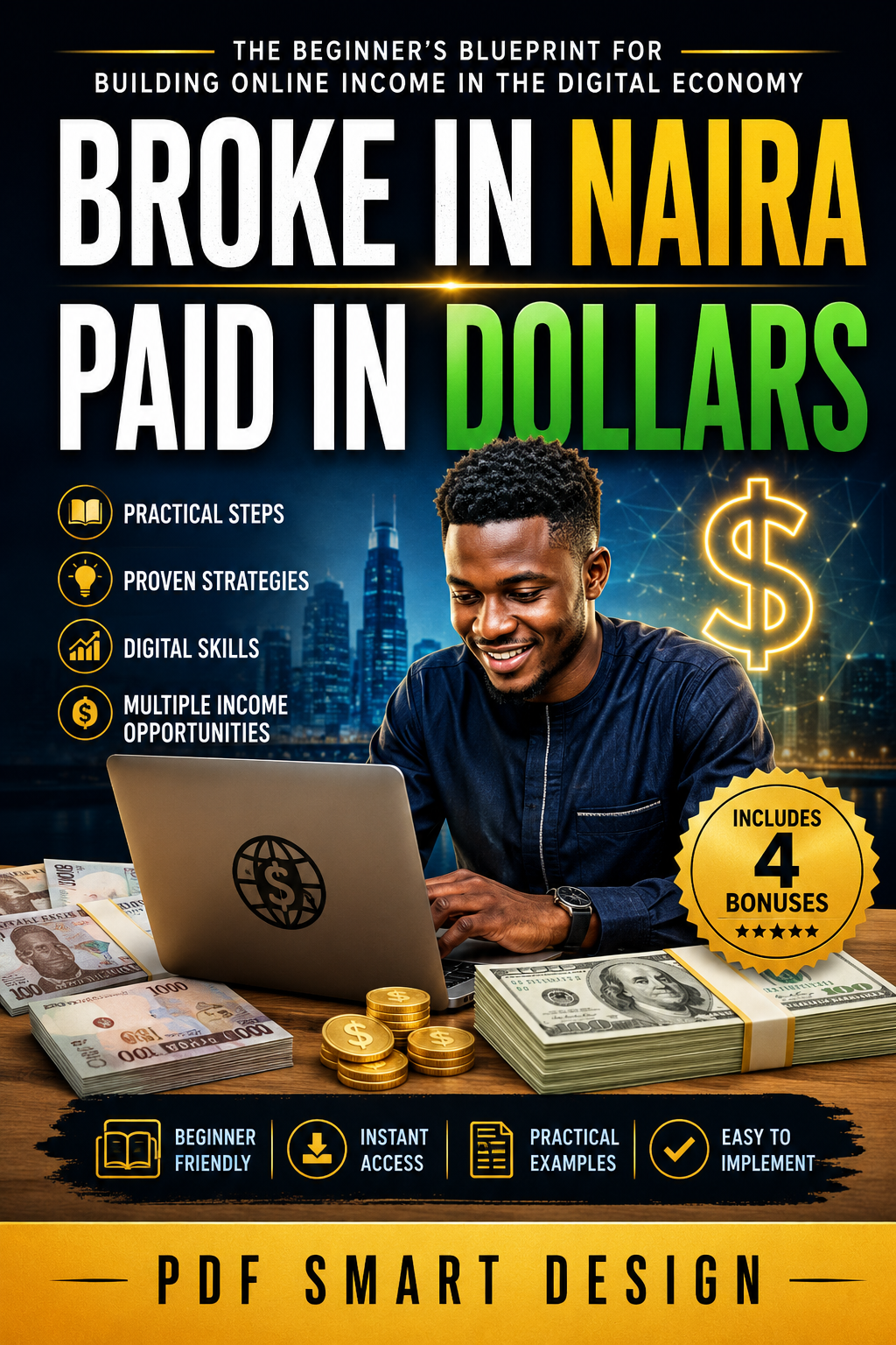 BROKE IN NAIRA, PAID IN DOLLARS Ebook cover.